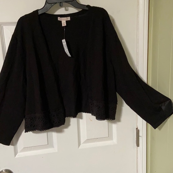 Dress Barn Sweaters - Dress Barn Black sweater with lace trim bottom size 1X new with tags